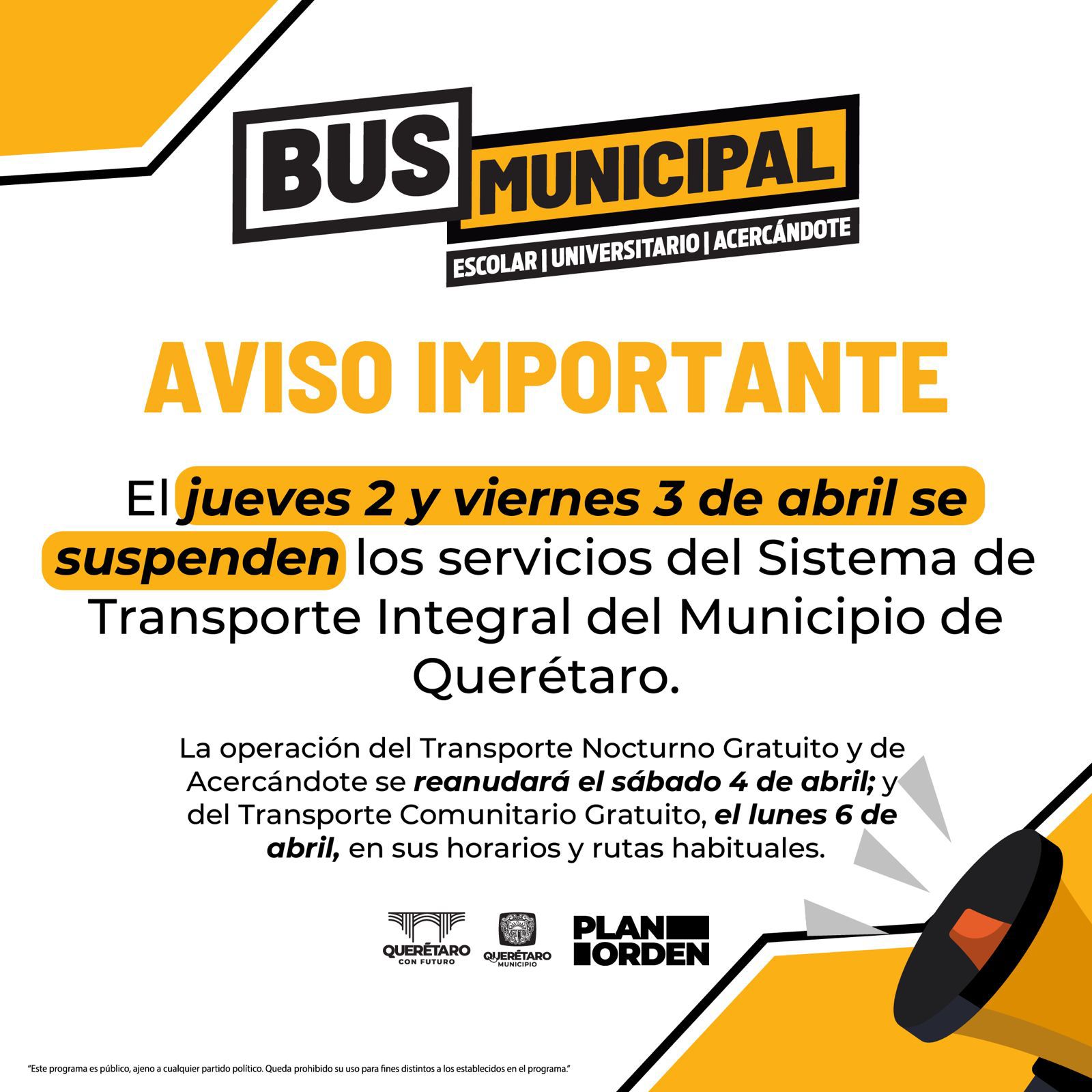 Imagen de Anuncia Municipio de Querétaro suspensión temporal del transporte por Semana Santa 5